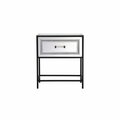 Elegant Decor 21 in. Mirrored One Drawer End Table, Black MF73015BK